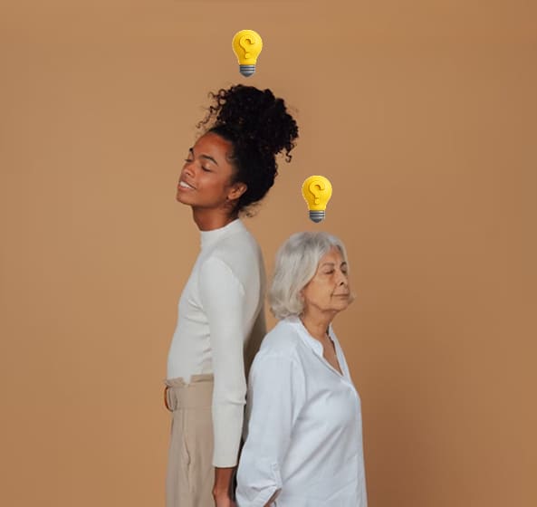 a younge and old women with IQ lamp